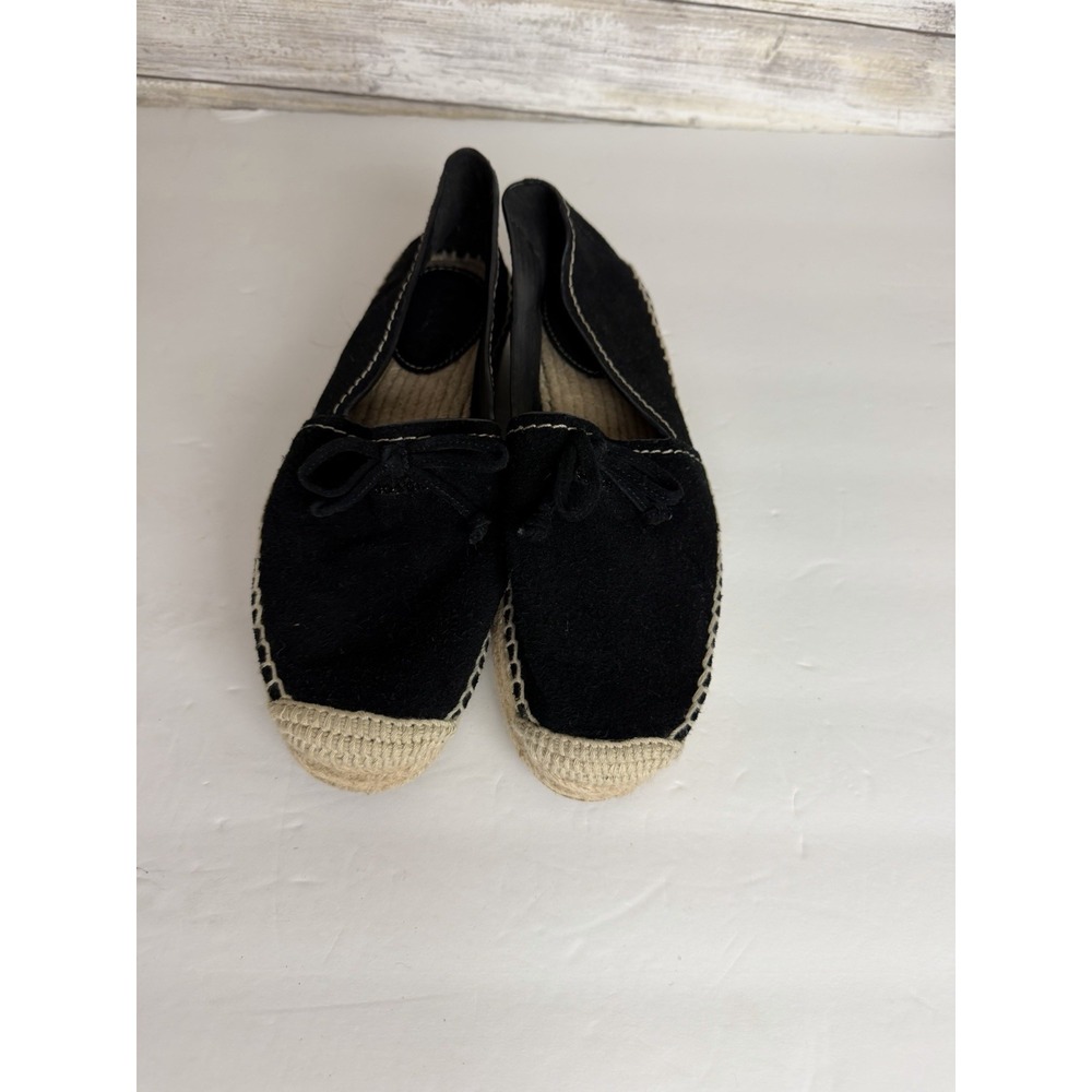 Coach Espadrilles Shoes Suede Black Women's 6.5B Platform Bow Boho Slip on